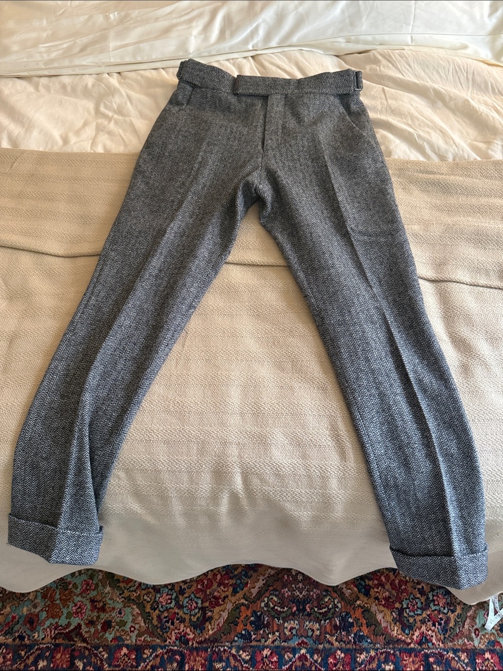 Tom Ford Gray Herringbone Dress Pants